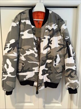 Fostex Garments Raf Simons White/Gray Camo Padded Bomber NWT